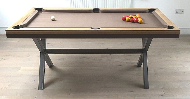 5ft oak and black metal pool table