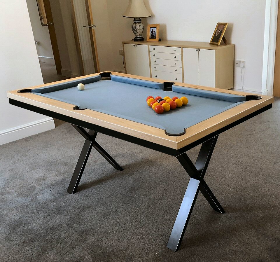 4.5ft pool table with black cross legs