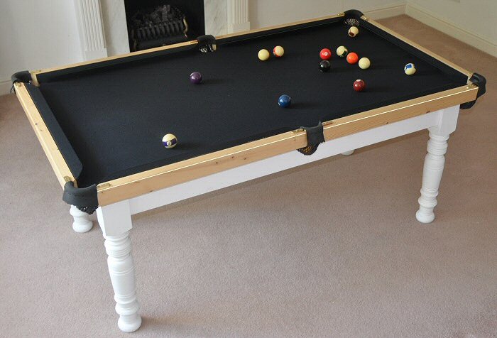 6ft white pool table with pine and cup pockets