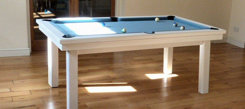 6ft pool table in white with tray pockets