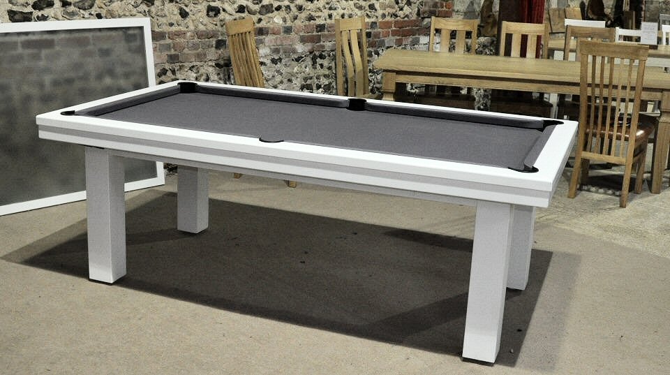 White pool table with tray pockets