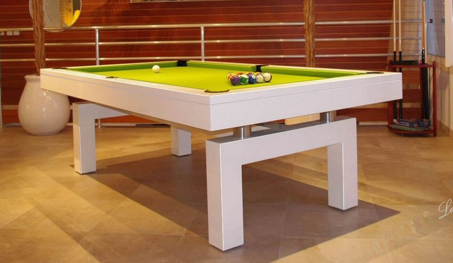 7ft Lafuge pool table in white with green cloth