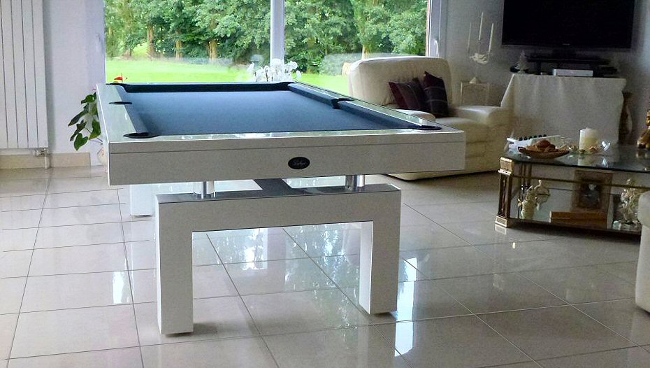 Lafuge 7ft white pool table with blue cloth