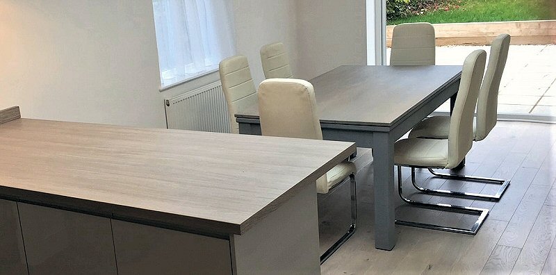 5ft pool dining table in grey with 6 chairs
