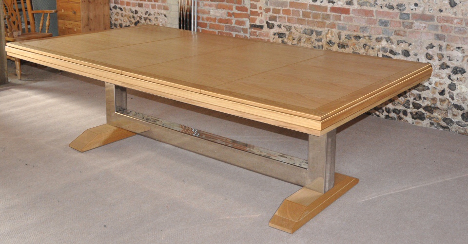 8ft pool dining table in oak and steel