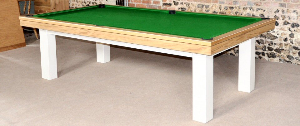 8ft oak and white pine pool table with bucket pockets