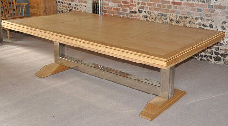 Slimline oak and steel pool table