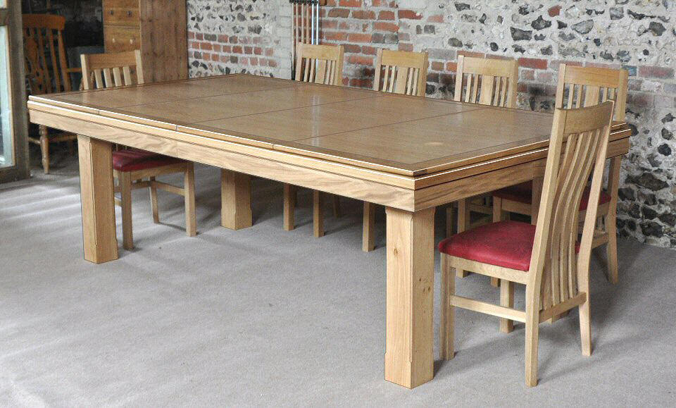 8ft oak pool dining table with top and chairs