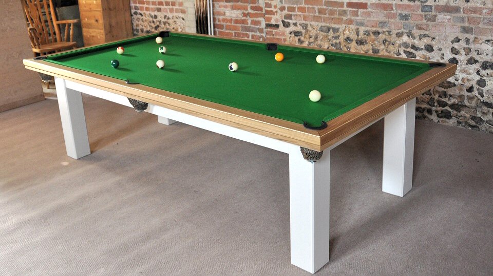 8ft oak and pine pool table with silver pockets