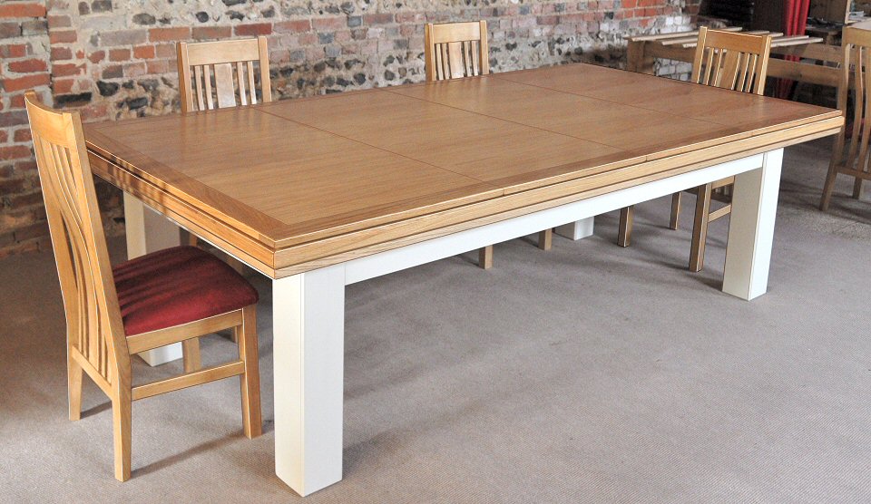 8ft oak and pine pool dining table with oak chairs