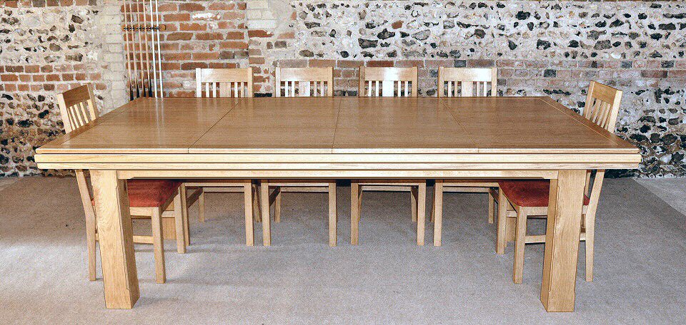 8ft oak pool dining table with matching chairs