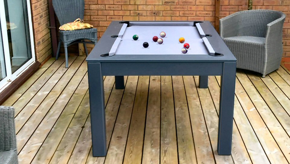 5ft wide base pool table in grey finished pine