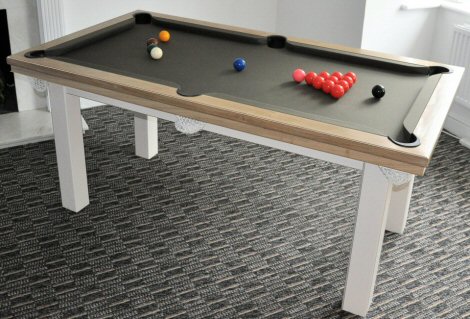 Oak and pine pool dining table