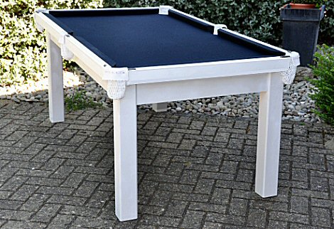 white pool table with leathers