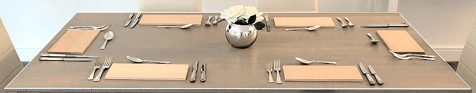 pool dining table place setting