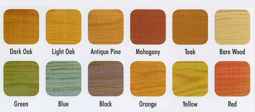 chart of pine wood stains
